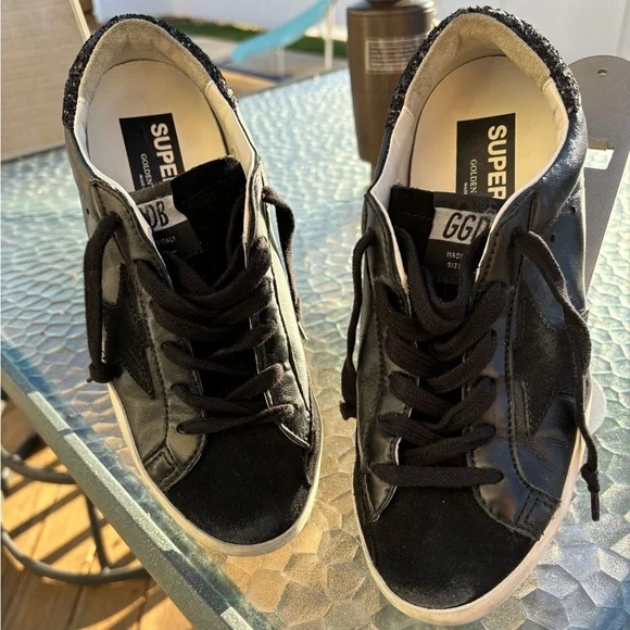 Super-Star Low Top Sneaker Golden Goose Black Sz 38 - Picture 2 of 7